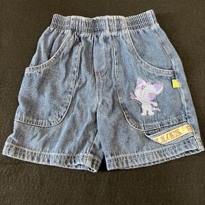 Blues  Clues Rare Vtg  Toddler Denim SHORTS‎  Periwinkle Cat  CLUES Club size 3T